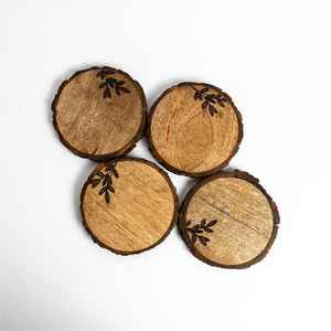 ชุดที่รองแก้วทำจากไม้ลายดอกไม้ทำด้วยมือทำจากเรซิ่นสำหรับตกแต่งบ้านและที่รองแก้วบนโต๊ะ - Product Image 2