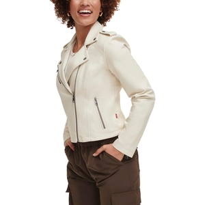 Veste à col rabattu en cuir de mouton véritable pour femmes de Style de rue Design personnalisé durable avec fermeture éclair hiver court - Product Image 4
