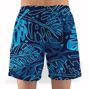 Short de bain en polyester à coupe courte pour homme, décontracté, tissé, avec deux poches profondes à l'ourlet latéral, couleur unie - Product Image 2