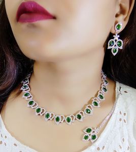 Elegant American Diamond Necklace <b>Set</b> with Multi Colour Stone With Earrings for Women Wedding Party Wear <b>Jewellery</b> For Women - Product Image 6