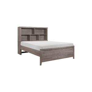 Queen <b>Platform</b> <b>Bed</b> Handcrafted in Brownish Gray Durable Solid <b>Wood</b> <b>Frame</b> with Traditional Design - Product Image 1