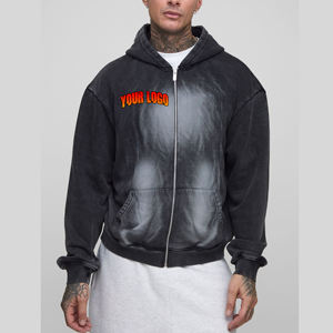 Sudaderas con capucha de lavado en aerosol únicas de algodón 100% de alta calidad, logotipo personalizado, diseños geniales, sudadera básica con cremallera cómoda de gran tamaño para hombres - Product Image 4
