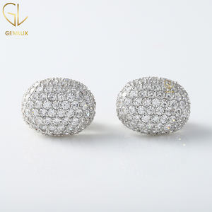 New Design High Quality Screw Back Round Lab Grown Dome Style Vintage Cluster Engagement Earrings For Women - Product Image 1