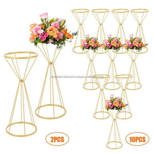 Everly quinn-centro de mesa de oro mwtallico, soporte de flores para centro de mesa, con conos duales de forma única y elegante - Product Image 5