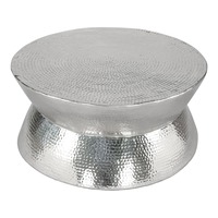Mesa de Centro Redonda de Metal Ecológica y Moderna con Elegante Diseño de Botellero para Sala de Estar, Muebles para el Hogar M.R. ARTESANÍAS MR-1211