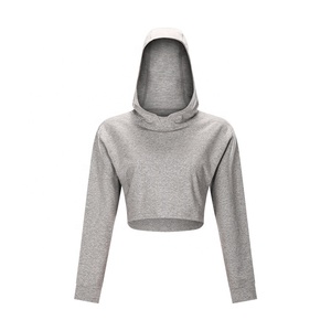 Sweat à capuche manches longues pour femme, pull streetwear de bonne qualité, logo personnalisé imprimé, haut court, haut court, coton et polaire, 2020 - Product Image 2