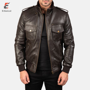 ใหม่2023ที่มีคุณภาพสูง Zip Up แจ็คเก็ตหนังสำหรับผู้ชาย100% แท้อบอุ่นผู้ชายแจ็คเก็ตหนัง - Product Image 5