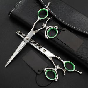 Juego de tijeras de peluquero rectas profesionales de acero inoxidable de 6 pulgadas, uso en salón, peluquería, adelgazamiento del cabello, belleza afilada - Product Image 1