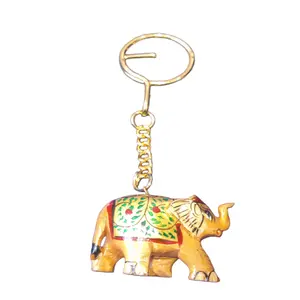 钥匙扣大象手绘木雕 & 大象画钥匙扣，印度礼品纪念品