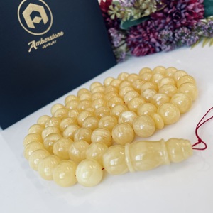 Misbaha en ambre blanc de la Baltique, 66 perles, ambre blanc naturel, prière islamique - Product Image 5