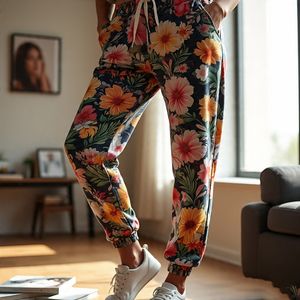 Ropa deportiva para correr sublimación pantalón pijama mujer cintura alta con cordón gráfico impreso pantalones de chándal señoras - Product Image 3