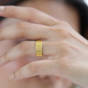 Anillo ancho de plata de ley chapado en oro unisex, anillo de moda de declaración espiritual con inscripción árabe personalizada para unisex - Product Image 5