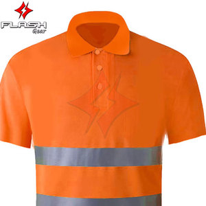 Polo de travail réfléchissant fluorescent haute visibilité orange, conforme à la norme ANSI classe 1, imperméable, avec logo personnalisé - Product Image 2
