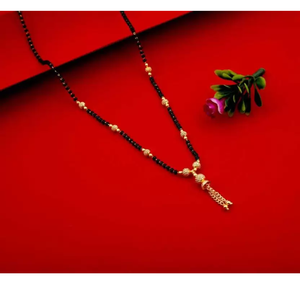 สร้อยคอทองคำชุบ 22k ลายใบไม้ งานแฮนด์เมด สไตล์อินเดีย สำหรับสะสมหรือใช้ในพิธีทางศาสนาสำหรับผู้หญิง - Product Image 2