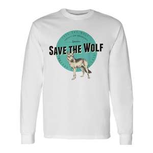Camiseta de manga larga Save The Wolf, ropa para concienciar sobre las especies amenazadas - Product Image 1