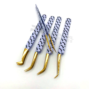 RMI ขนตาปลอมปลายแหลมสีทองแบบใหม่ที่หนีบกระดาษเคลือบ35 45ปลายโค้งสำหรับต่อขนตาพร้อมโลโก้ตามสั่ง - Product Image 2