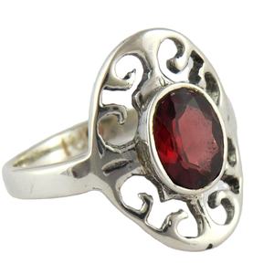 Anillo de Plata de Ley 925 con gema granate para mujer, joyería de plata 925 - Product Image 1