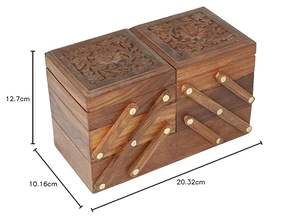 Caja de Joyería Rectangular de Madera Pintada a Mano, Duradera, Hecha en India, para Guardar Dulces, Regalo, Diwali, Boda, Henna, Haldi, Mehndi - Product Image 6