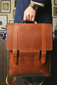 Unisex LCB-0071 Handmade <b>Leather</b> <b>Laptop</b> <b>Backpack</b> Genuine Full Grain Waxed Canvas Vintage Style Personalized Travel Shoulder - Product Image 2