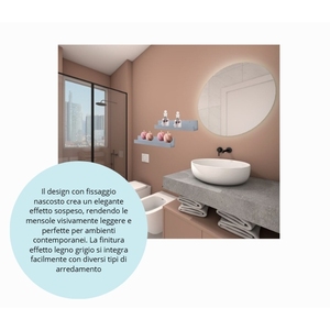 Modern Set of 2 Floating Shelves in Grey Wood Effect Space Saving <b>Wall</b> & Display Shelves for <b>Books</b> and Decorations - Product Image 6