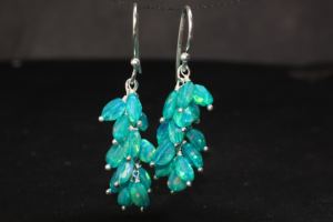 Pendientes colgantes finos de Plata de Ley 925 hechos a mano de ópalo verde Natural con cuentas de racimo de piedra natal regalo de joyería de boda para - Product Image 5