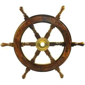 Vente chaude Antique Personnalisé Bois Rouge Nautique Décoration Murale Roue de Navire Art Mural Moderne avec Design Sculpté de l'Exportateur Indien - Product Image 4