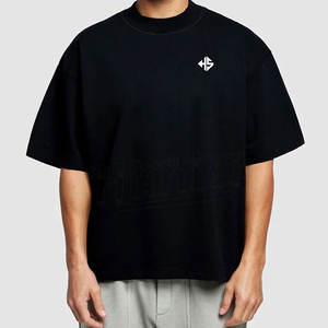 100% algodón de gran tamaño Crop Boxy camiseta de los hombres Drop Shoulder Streetwear lujo de alta calidad logotipo personalizado camiseta lisa - Product Image 6