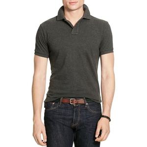 Polo à manches courtes pour hommes en coton de haute qualité à séchage rapide anti-rides tissu de jersey tricoté foncé imprimé solide pour le golf - Product Image 6