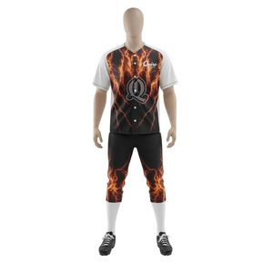 Design foudre noir et orange personnalisé uniforme de baseball polyester sublimé vêtements d'équipe pour adultes - Product Image 2