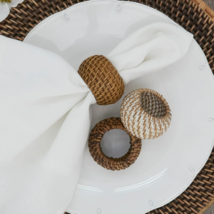 Rond de serviette en rotin tissé à la main porte-serviettes en osier écologique rustique pour la décoration de table à manger de fête de mariage - Product Image 6