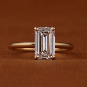 Anillos de Compromiso de Moissanita con Corte Esmeralda de 0.5ct-3ct con Certificación GIA para Hombre y Mujer, Plata 925, Estilo Hip Hop, Engaste de Garra - Product Image 1