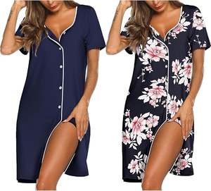 <b>Women's</b> Spring <b>Summer</b> Autumn Winter Casual Breathable Quick Dry Sleepwear Nightgown Knee Length Short-Sleeved Cartoon <b>Pajamas</b> - Product Image 3