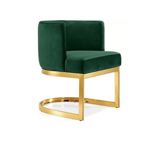 เก้าอี้โซฟาสไตล์พรีเมี่ยมดีไซน์โบราณขาสีเขียวกำมะหยี่ - Product Image 1