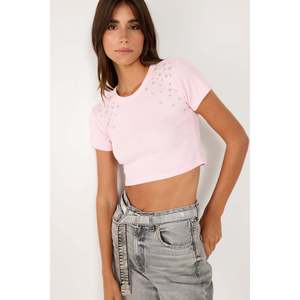 Blusa de Manga Corta con Adornos - Product Image 1