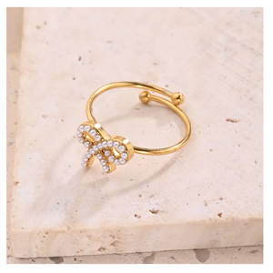 Bague à nœud en zircone réglable en forme de cœur en acier inoxydable directement des fournisseurs indiens Bijoux de mode pour dames - Product Image 4