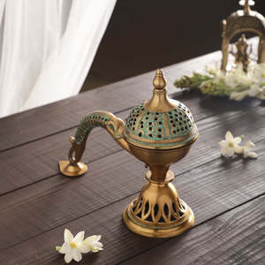 New Latest Design Brass Incense Burner Charcoal Loban Sambrani Dhoop Bakhoor Burner With Handle for Home Fragrance Bakhoor - Product Image 2