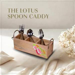 ที่วางช้อนไม้พิมพ์ลายสำหรับตกแต่งและจัดระเบียบห้องครัว ที่วางช้อนไม้พิมพ์ลายทำมือสีสันสดใส - Product Image 4