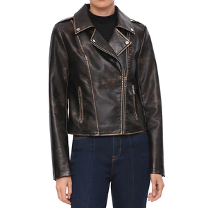 2025-26 mujeres nueva moda negro solapa manga larga cuero de oveja genuino para chaqueta transpirable de lana en relieve al por mayor - Product Image 3