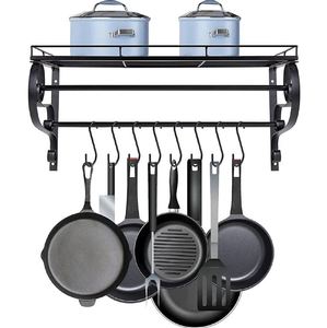 Support de casseroles en métal unique pour casseroles et poêles crochet ustensiles support de rangement suspendu mural organisateur de cuisine vente chaude - Product Image 1