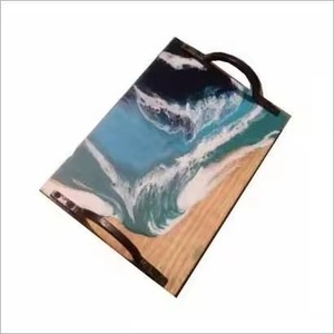 Bandeja de resina de playa artística con adornos de concha real perfecta para el verano entretenido y regalar - Product Image 6