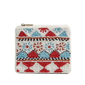 Diseñador de lujo Trabajo hecho a mano Cuentas de vidrio Bordado Blanco Rojo Copo de nieve Forma cuadrada Monedero Alta calidad Hermosa moda - Product Image 1