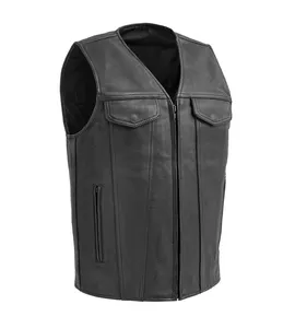 Men Fashion Cowhide Leather Jacket Vest Slim Fit MotobikeLeather Vest With Mesh Lining Motorcycle Leather Vests