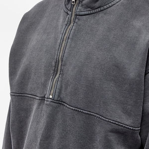 Ropa de calle informal para hombre, sudaderas con cremallera de cuarto de mezcla de algodón, bordado OEM en relieve, novedad - Product Image 5