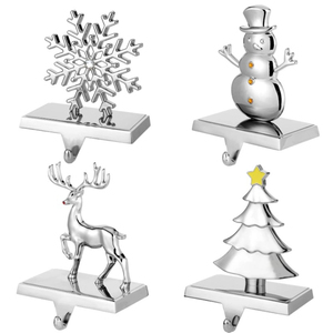 Colgador de soporte para medias de árbol de Navidad de Metal plateado pulido para decoración de vacaciones de repisa con parte superior de estrella en precio de mayorista - Product Image 5