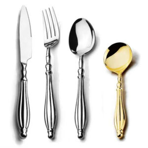 หรูหราขายส่งเงิน/ทองวินเทจมีดช้อนส้อมคุณภาพสูงร้านอาหารงานแต่งงานโรงแรม Flatware ชุดช้อนส้อมสแตนเลส - Product Image 1