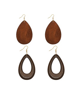 Pendientes de madera Pendientes de gota ligeros geométricos de lágrima de madera natural para mujer Lágrima étnica africana - Product Image 1