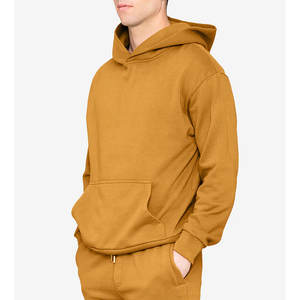 Pullover Khaki Hoodies for Men in Size Medium Rubber <b>Orange</b> <b>Fleece</b> Hoodie Wholesale Winter Plain Kangaroo Hoodie for Men & Women - Product Image 3