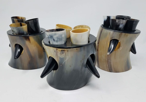 <b>Viking</b> Ale <b>Horn</b> Set - 100% Handmade Polished Mead Drinking <b>Horns</b> with Stand - Product Image 5