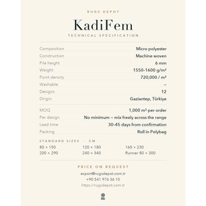 พรมไมโครโพลีเอสเตอร์ขายส่ง KADIFEM KD009 สีเบจ ผลิตด้วยเครื่องจักร พรมตุรกี สำหรับห้องนั่งเล่น โครงการโรงแรม - Product Image 4