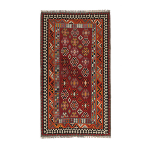 Alfombra Kilim de lana moderna más vendida de 2024, diseño geométrico rojo crema, encanto Vintage, hogar, cocina, puerta, suelo, juegos de alfombras - Product Image 1